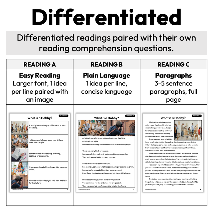 What Are My Interests | Career Exploration Vocabulary Readings