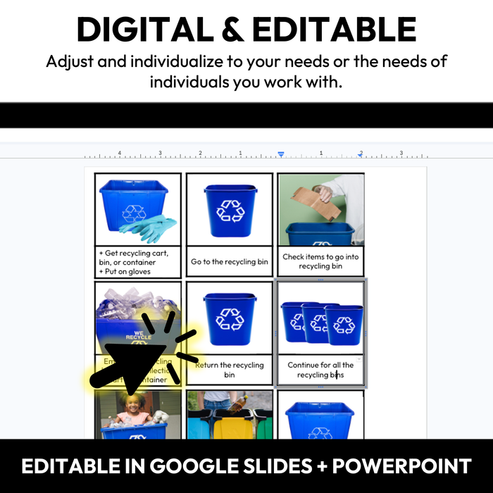 Collecting Recycling Visual Sequence Cards | Vocational + Life Skills | Editable