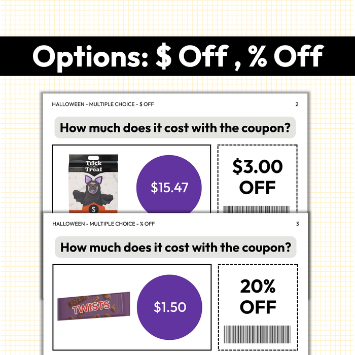 Halloween Coupon Cost | Functional Reading | Digital Cards