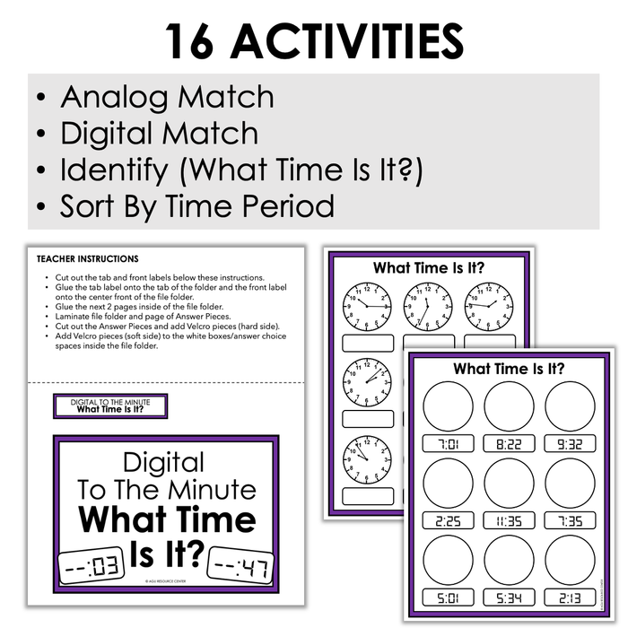 Time to the Minute File Folders | Life Skills + Special Education