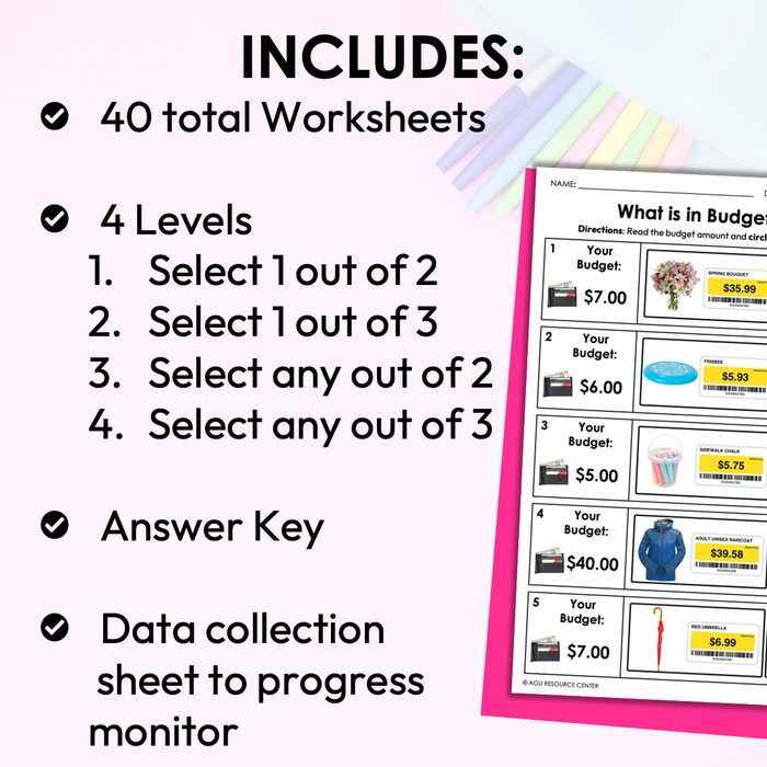 Spring Budget | Life Skills Worksheets for Special Education