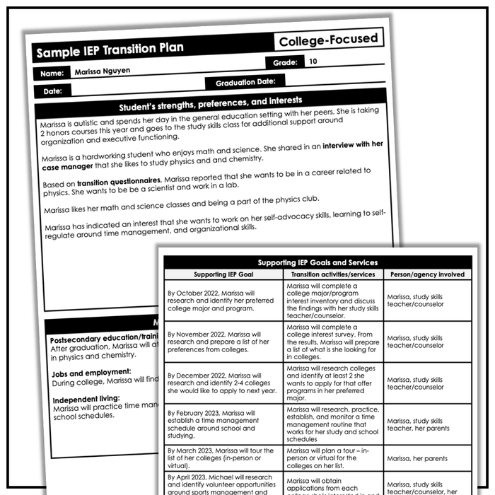 Blank IEP Transition Plan | Printable + Fillable PDF