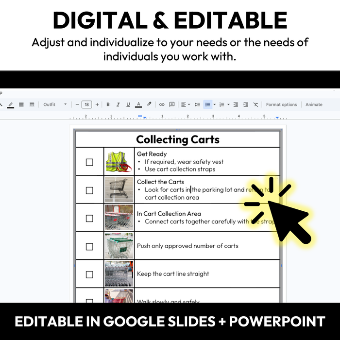 Collecting Carts Checklists | Vocational + Life Skills | Editable