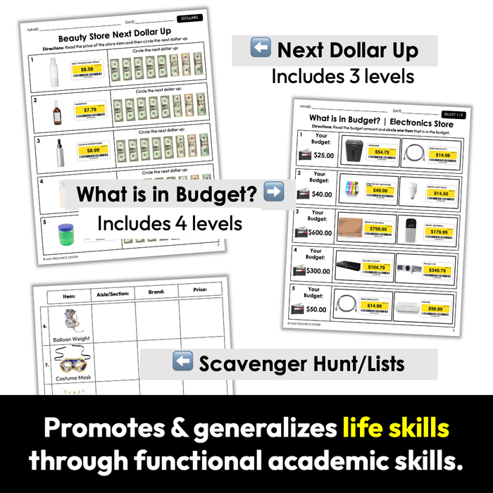 Store Life Skills Activities for Special Education Bundle