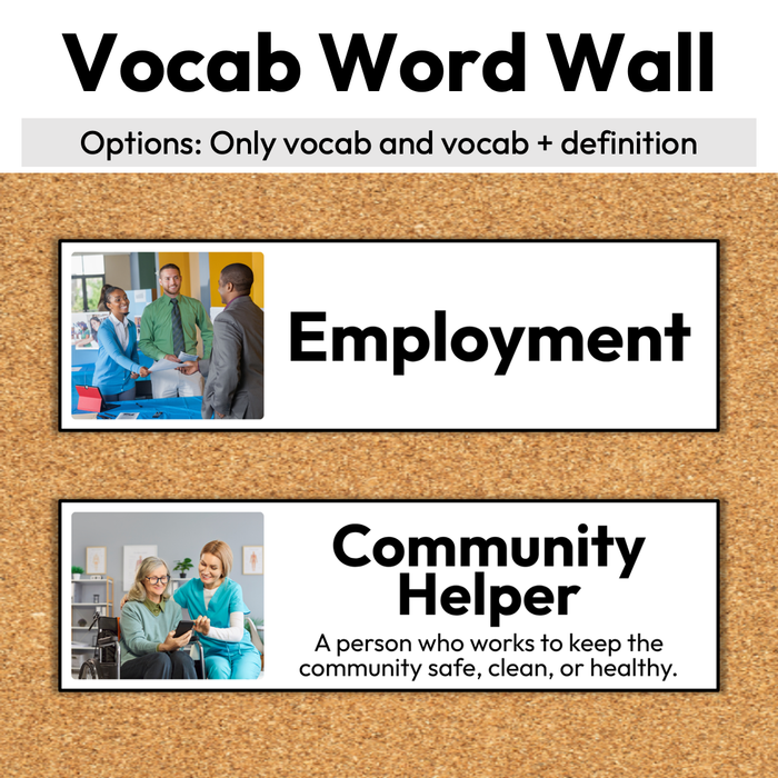 Jobs Around Me | Career Exploration Vocab Wall, Cards, & Worksheets