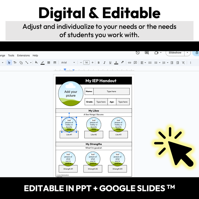 Student IEP Handout | Editable Template