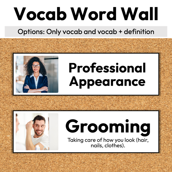 Personal Hygiene and Appearance | Career Exploration Vocab Wall, Cards, & Worksheets