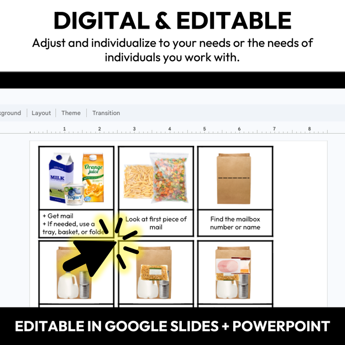 Bagging Groceries Visual Sequence Cards | Vocational + Life Skills | Editable