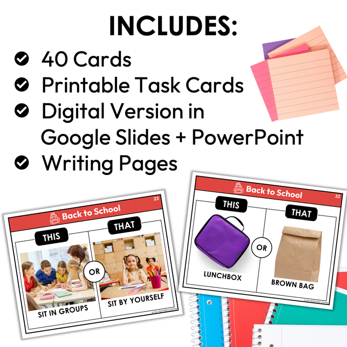 Back to School This or That - Visual Cards