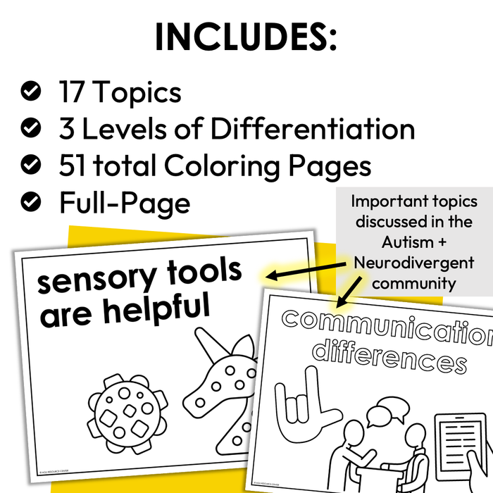 Autism Acceptance + Neurodiversity Coloring Pages