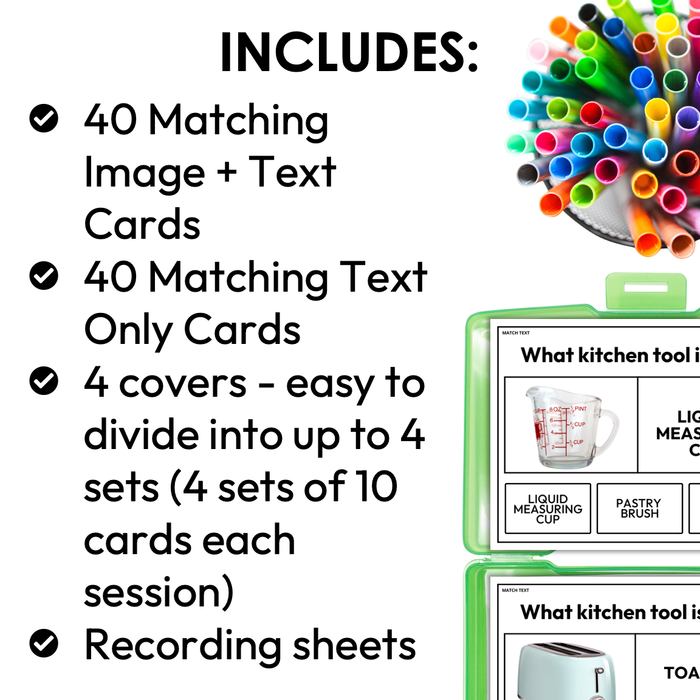 Kitchen Tools and Equipment | Matching Task Cards | Special Education