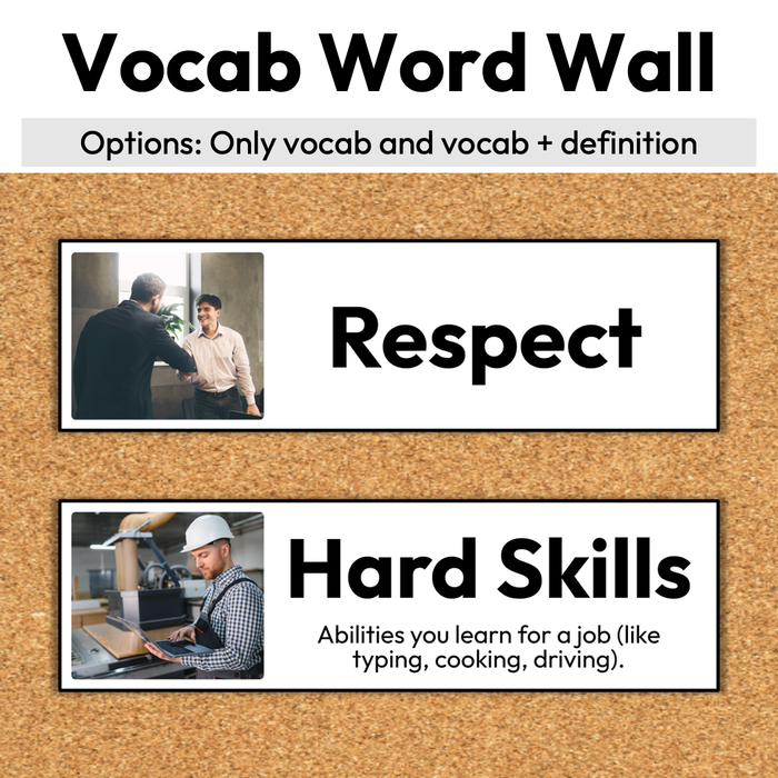 Soft Skills and Hard Skills | Career Exploration Vocab Wall, Cards, & Worksheets