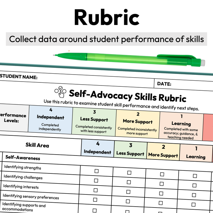 Self-Advocacy Skills Checklist + Rubric | Printable