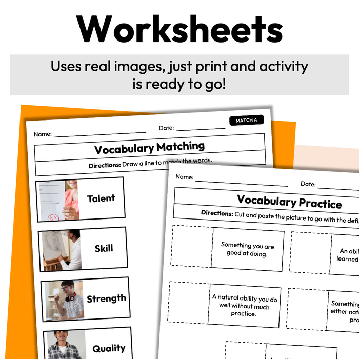 My Strengths at School and Home | Career Exploration Vocab Wall, Cards, & Worksheets