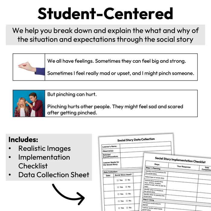Pinching Others | 1-Page Social Story | Behavior Support