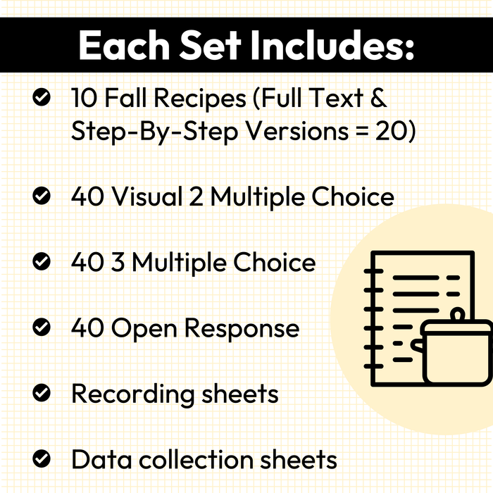 Fall Recipe Sequencing | Worksheet Bundle