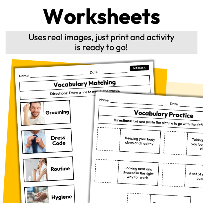 Personal Hygiene and Appearance | Career Exploration Vocab Wall, Cards, & Worksheets