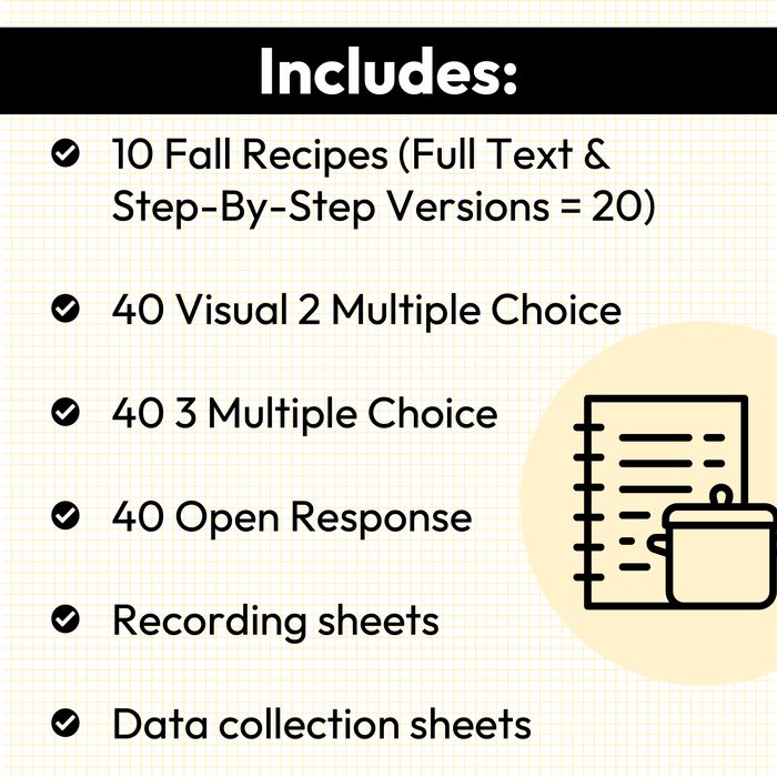 Fall Recipe Sequencing | What is Missing | Worksheets
