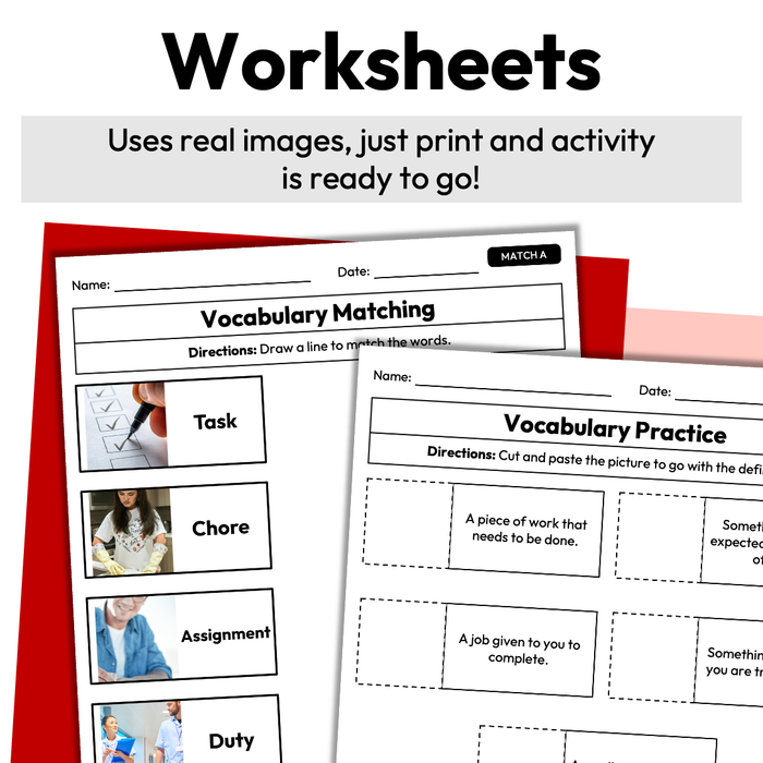 Jobs and Their Tasks | Career Exploration Vocab Wall, Cards, & Worksheets