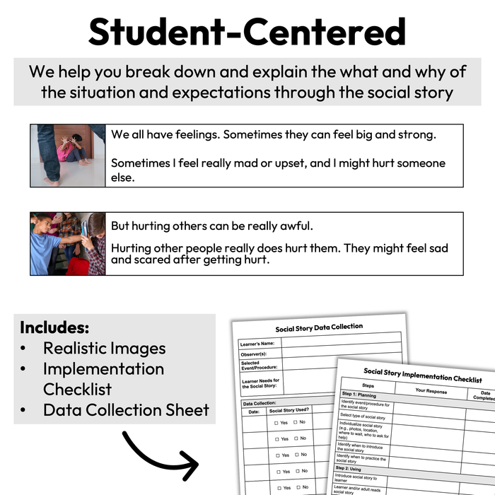 Hurting Others | 1-Page Social Story | Behavior Support (Copy)