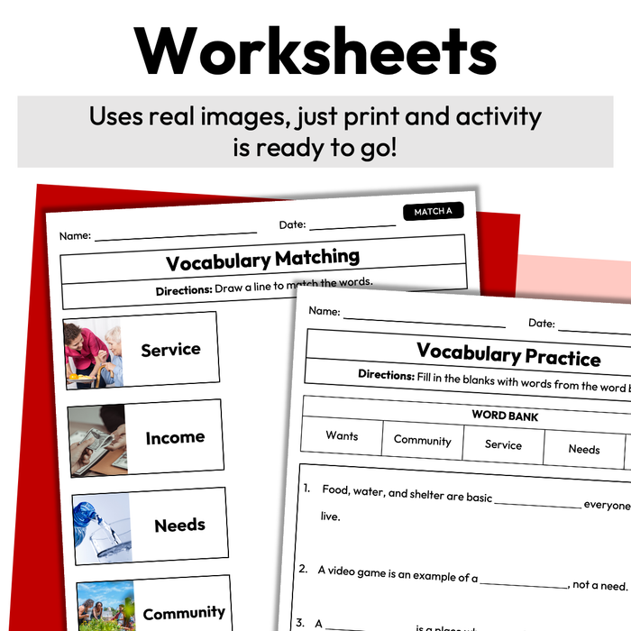 Why People Work | Career Exploration Vocab Wall, Cards, & Worksheets