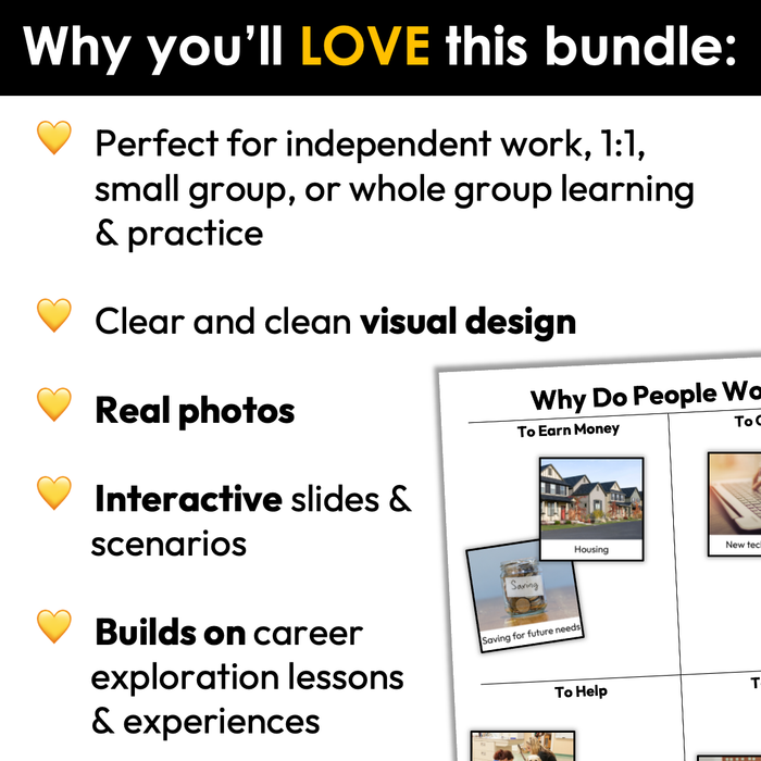 Why Do People Work? | Career Exploration Lesson and Activities Bundle
