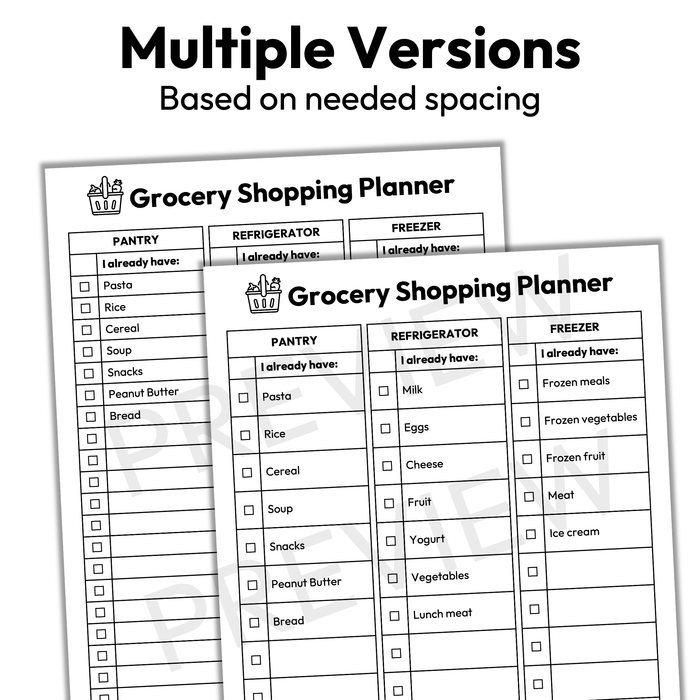Grocery Shopping Planner | Printable