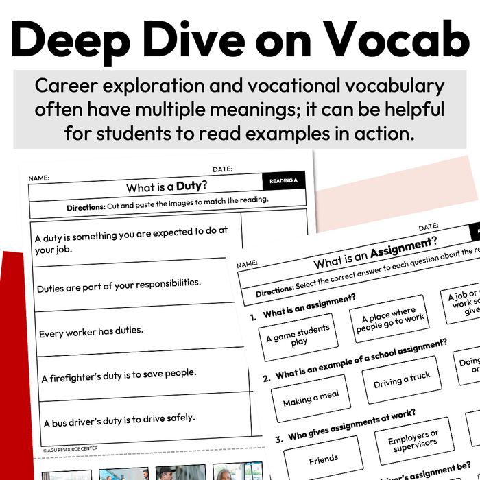 Jobs and Their Tasks | Career Exploration Vocabulary Readings