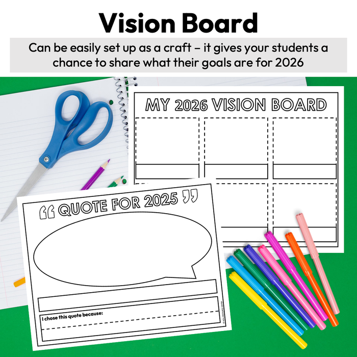 New Years 2026 Resolutions + Vision Board Activity | Printable