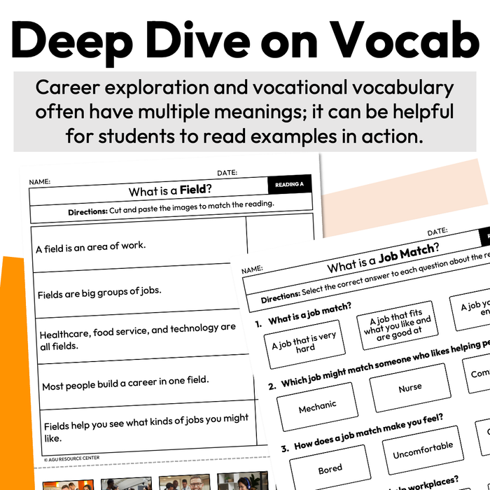 Job Match with Interests | Career Exploration Vocabulary Readings