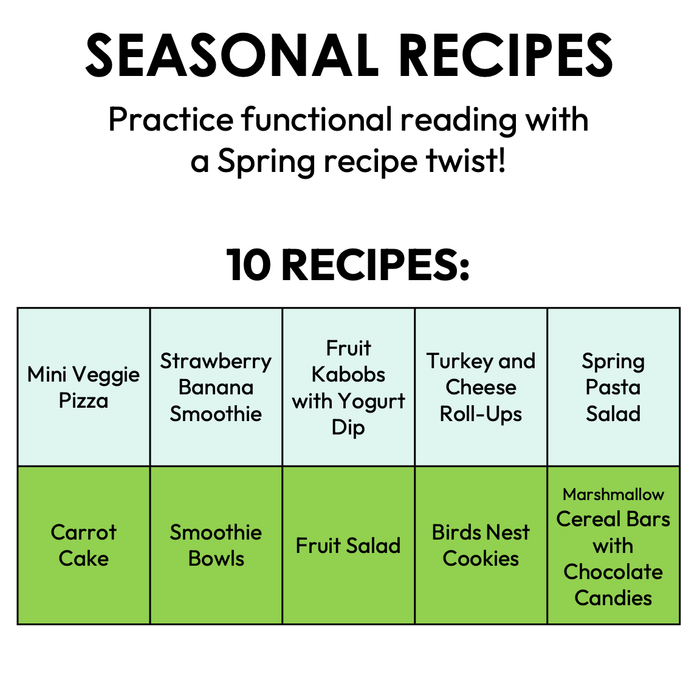 Spring Seasonal Recipes | Life Skills Worksheets for Special Education