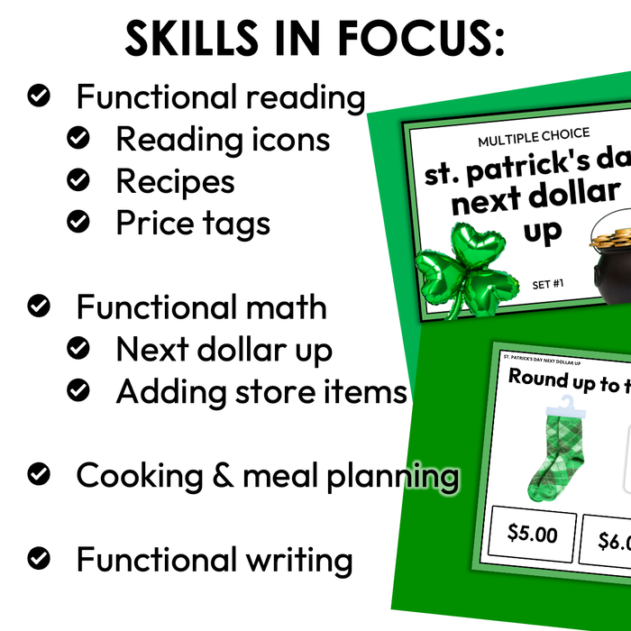 St. Patrick's Day Life Skills Activities for Special Education Bundle