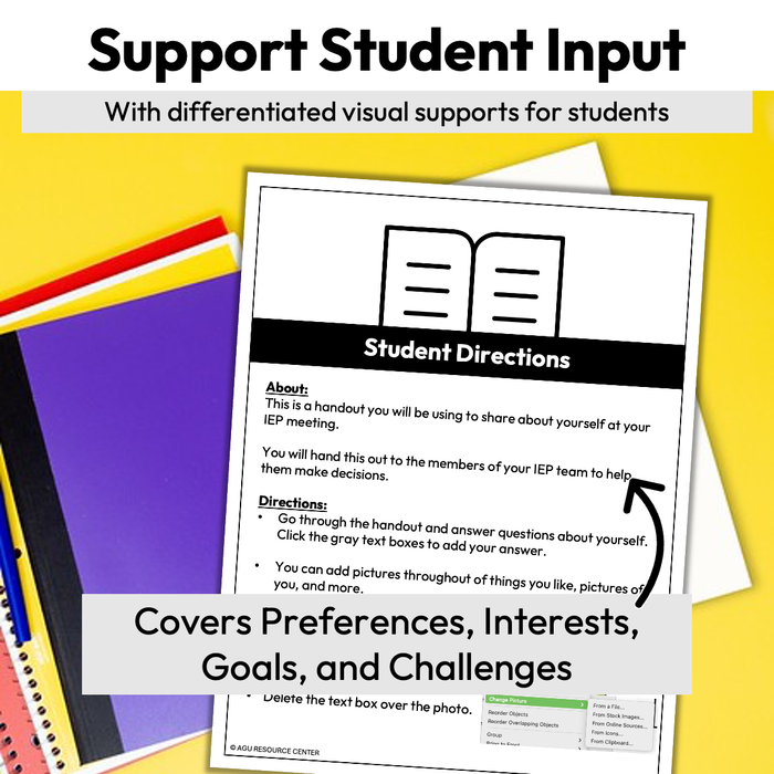 Student IEP Handout | Editable Template