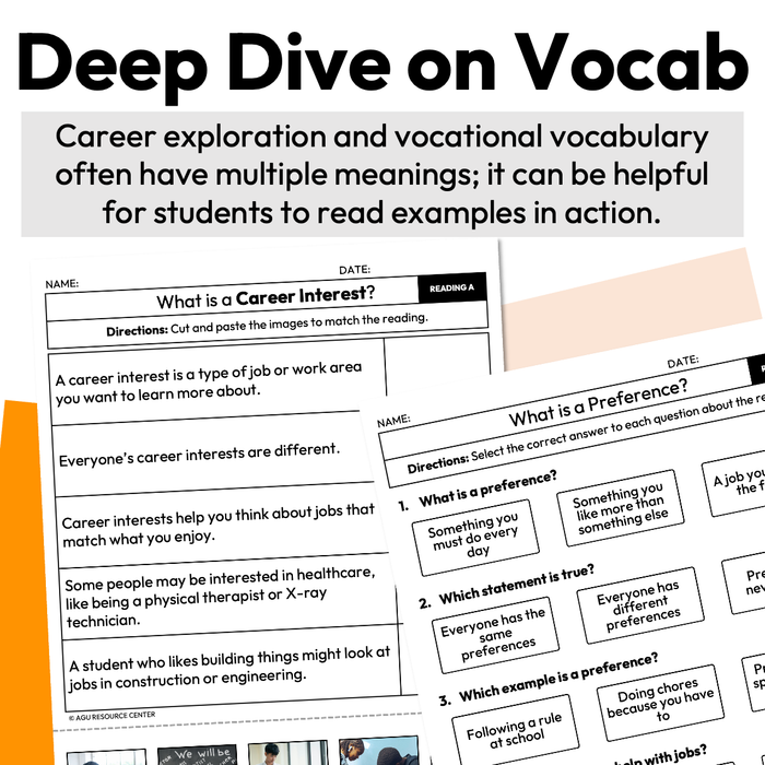 What Are My Interests | Career Exploration Vocabulary Readings
