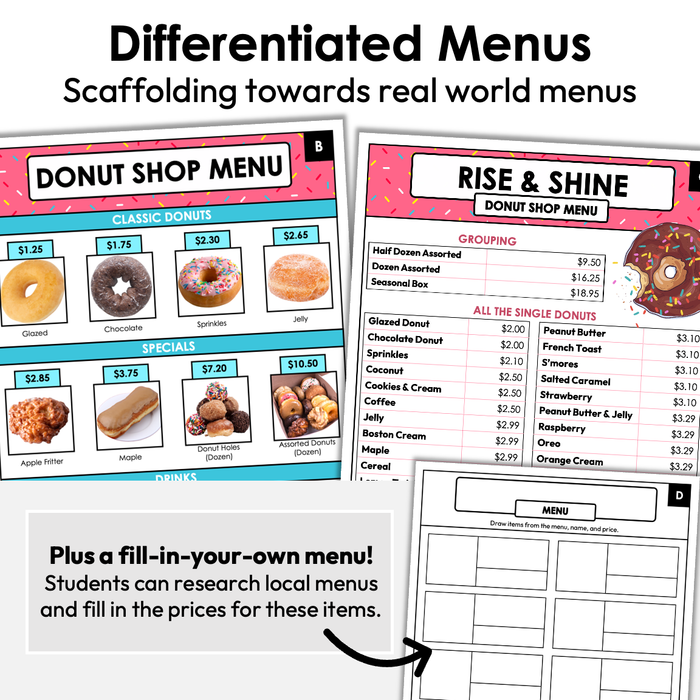 Menu Math Bundle Menu Math Addition Bundle — Autism Grown Up