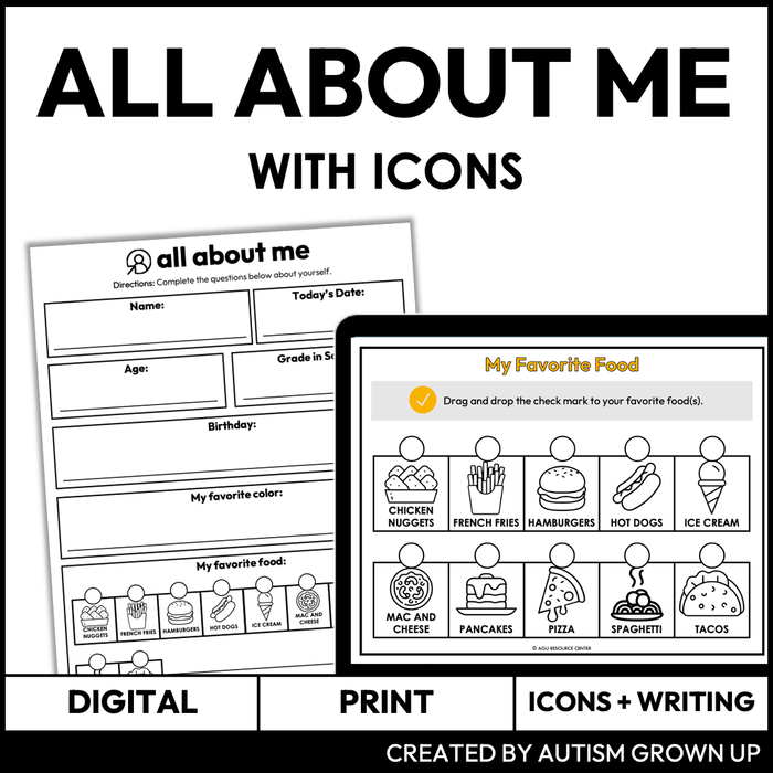 All About Me for Special Education | With Icons