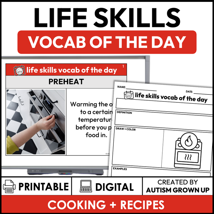 Life Skills Vocab of the Day - Cooking and Recipes