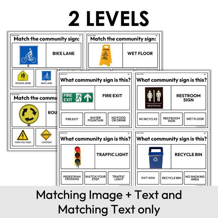Community Signs | Matching Task Cards | Special Education — Autism Grown Up