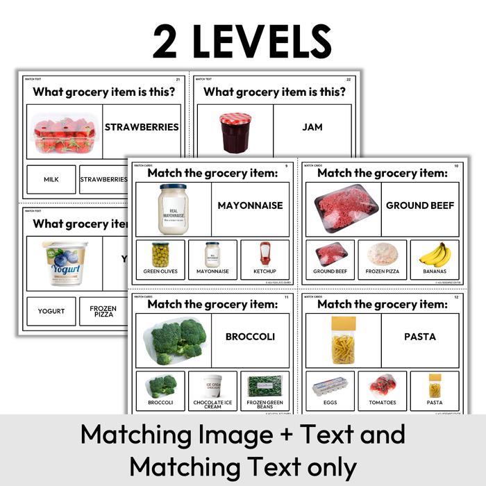 Grocery Store Items | Matching Task Cards | Special Education