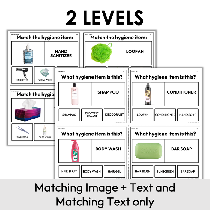 Hygiene Items | Matching Task Cards | Special Education