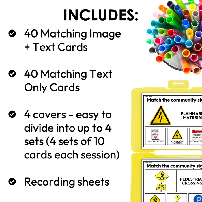 Community Signs | Matching Task Cards | Special Education