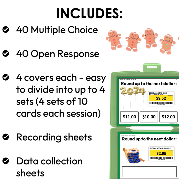 Winter Holidays Next Dollar Up Task Cards for Special Education