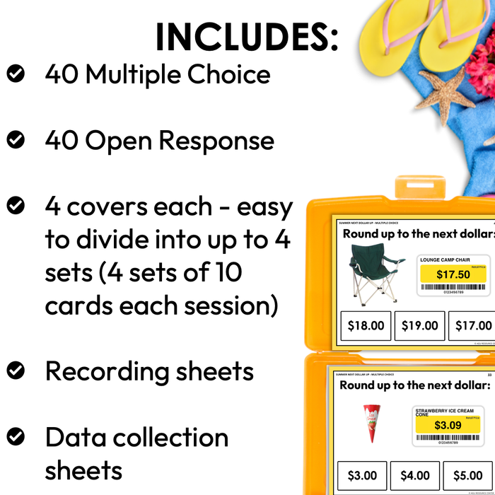 Summer Next Dollar Up Task Cards for Special Education