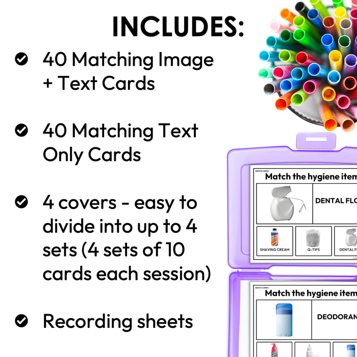 Hygiene Items | Matching Task Cards | Special Education