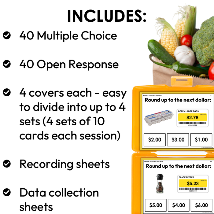 Grocery Store Next Dollar Up Task Cards for Special Education