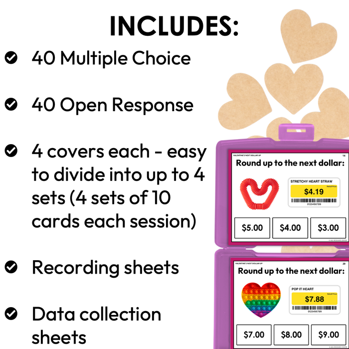 Valentine's Next Dollar Up Task Cards for Special Education