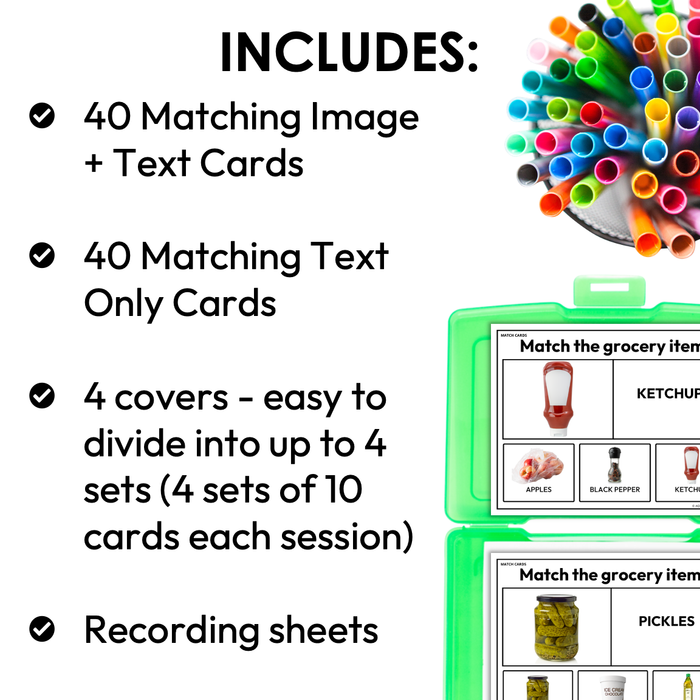 Grocery Store Items | Matching Task Cards | Special Education