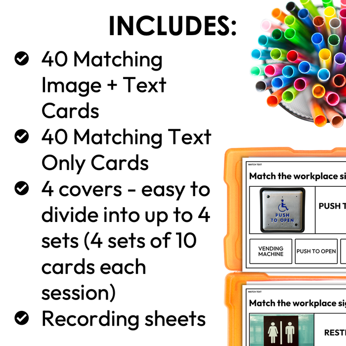 Workplace Signs | Matching Task Cards | Special Education