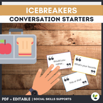 Icebreaker + Conversation Starter Cards for Middle and High School Lunch Bunch