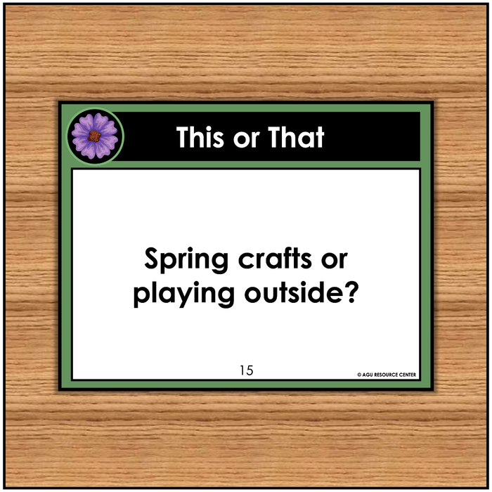 Spring THIS OR THAT | Icebreakers | Social Task Cards | Printable